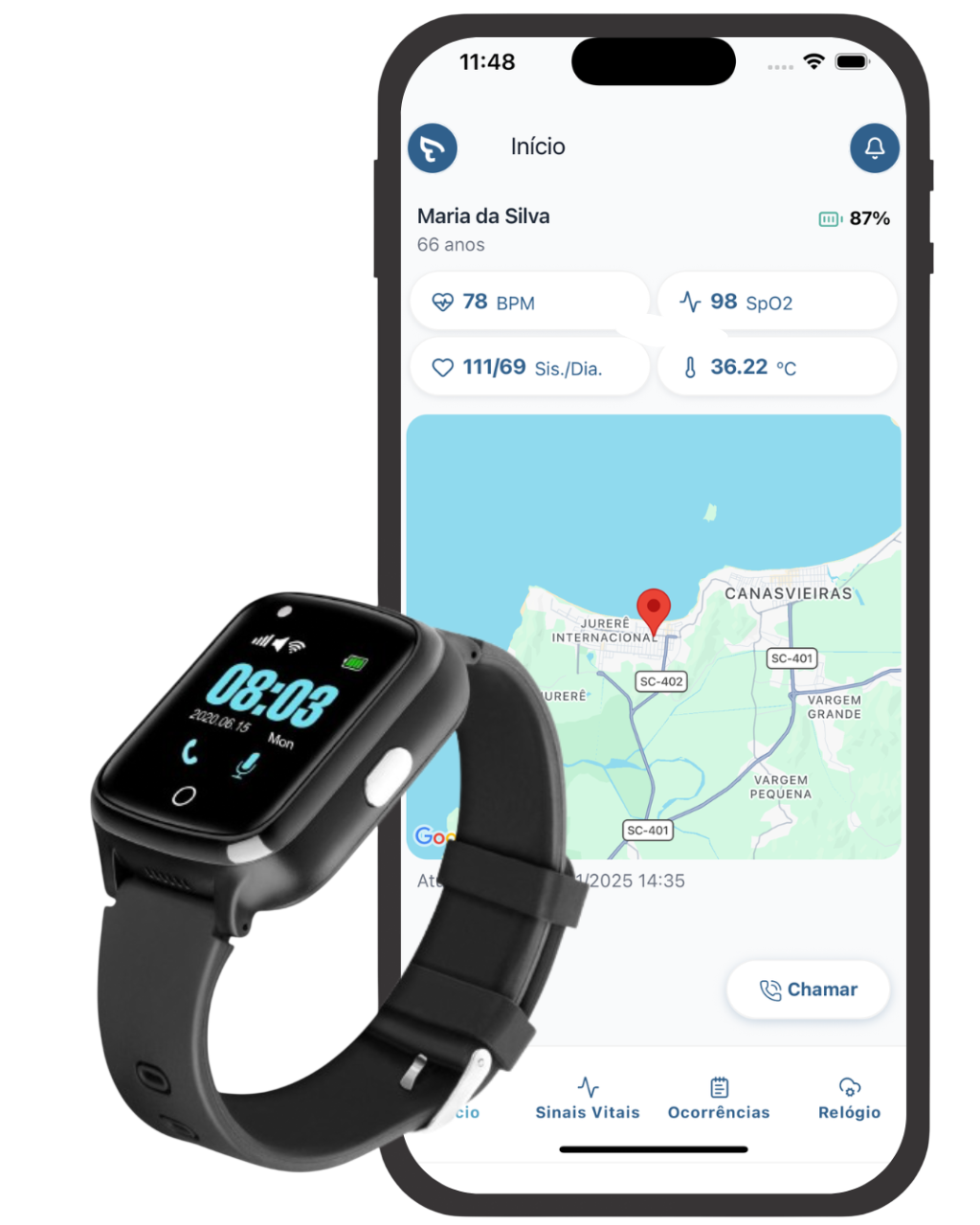 Aplicativo e Relógio da Cuida Bem
